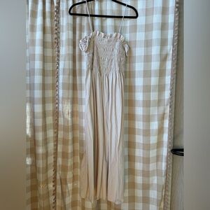 H&M Cream Maxi Dress with Smocked Bodice